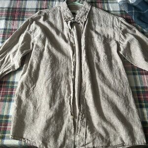 American Eagle Outfitters Men's Relaxed Button-Down Linen-Blend Shirt